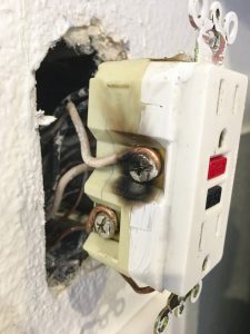 Burnt out wiring on an electrical plug